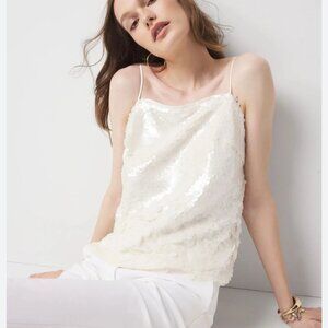 nwt WHITE HOUSE BLACK MARKET sequin mesh cami top m $100 tags